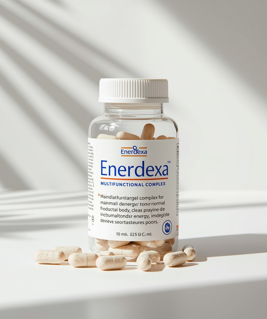 Enerdexa supplement bottle with purple gradient design
